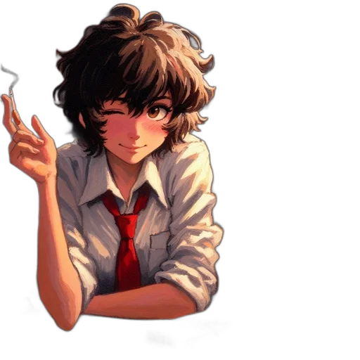 staff, weapon, face, hair, anime, pixel art, concept art, watercolor transparent PNG cut-out