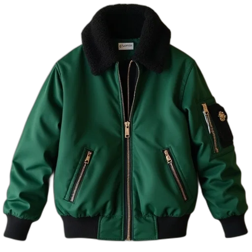 jacket, green, womens, bomber transparent PNG cut-out