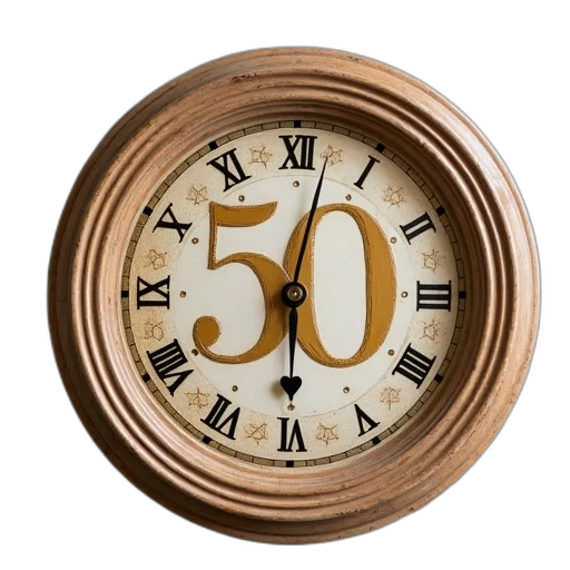 3d render, 50th, wedding, anniversary, clock transparent PNG cut-out