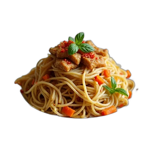 food, animal, hat, 3d render, photorealistic, plate, stir-fried, noodles transparent PNG cut-out