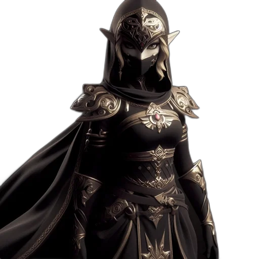 mask, sword, crown, staff, concept art, fantasy art, 3d render, dark transparent PNG cut-out