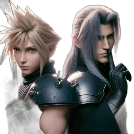 concept art, fantasy art, 3d render, photorealistic, two, characters, one, spiky transparent PNG cut-out