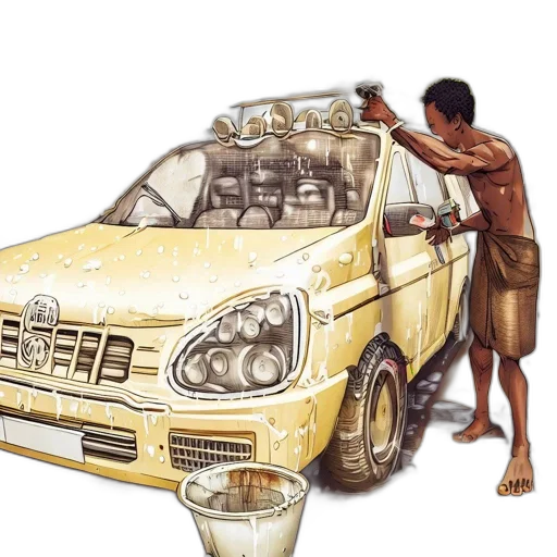 car, concept art, photorealistic, watercolor, comic book art, topless, man, washes transparent PNG cut-out