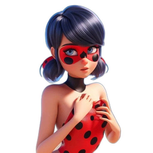 dress, mask, 3d render, concept art, comic book art, cartoon, red, young transparent PNG cut-out