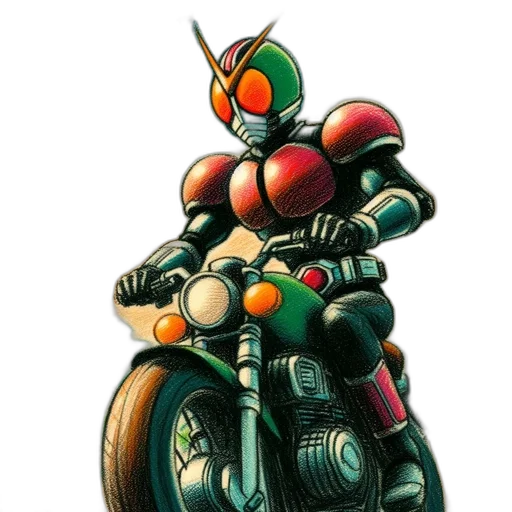 robot, jacket, weapon, concept art, comic book art, watercolor, pixel art, green transparent PNG cut-out