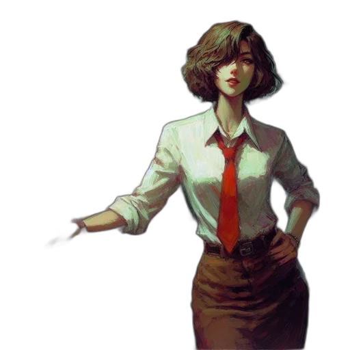 staff, jacket, dress, face, concept art, pixel art, comic book art, fantasy art transparent PNG cut-out