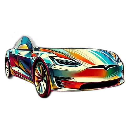 car, 3d render, photorealistic, concept art, cartoon, colorful, neon, stylized transparent PNG cut-out