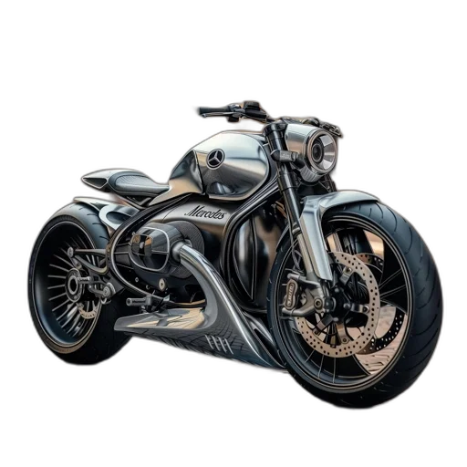 3d render, photorealistic, concept art, silver, mercedes, motorcycle, modern, design transparent PNG cut-out