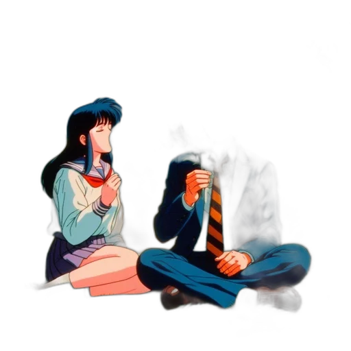 anime, concept art, vaporwave, comic book art, fire, fog, underwater, rain transparent PNG cut-out