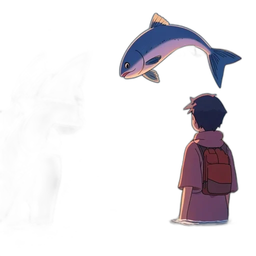 creature, animal, weapon, concept art, watercolor, anime, vaporwave, underwater transparent PNG cut-out