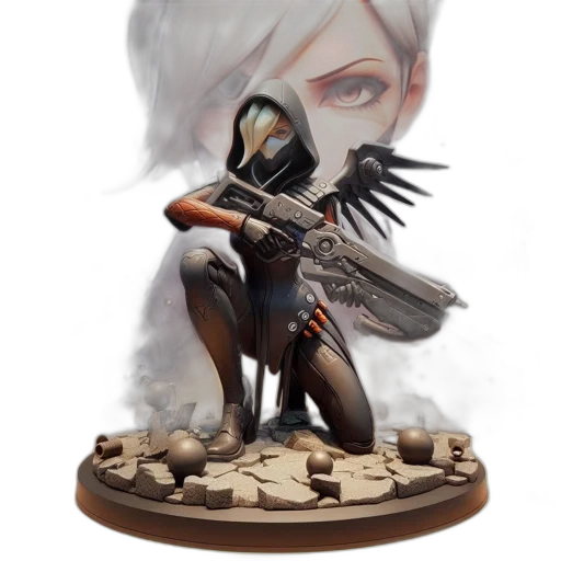 mask, concept art, fantasy art, 3d render, photorealistic, dark, life-sized, statue transparent PNG cut-out