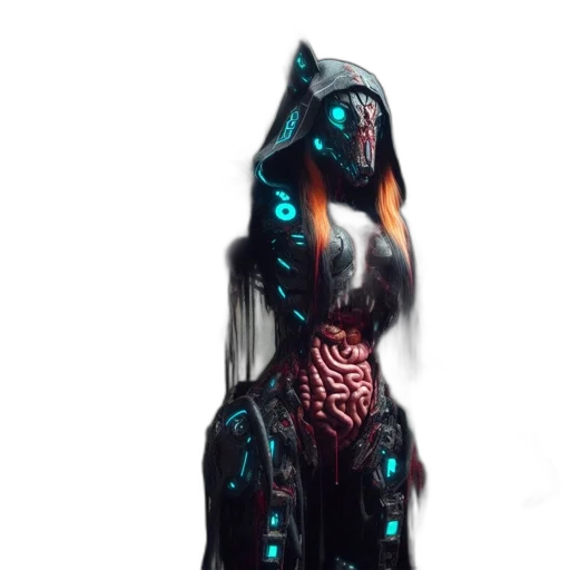 robot, creature, dress, dragon, concept art, 3d render, fantasy art, cyberpunk transparent PNG cut-out