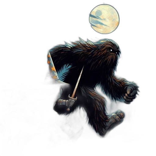 creature, animal, staff, concept art, fantasy art, comic book art, pixel art, nighttime transparent PNG cut-out