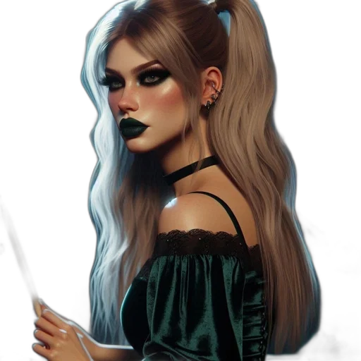 hair, dress, face, mask, fantasy art, concept art, photorealistic, comic book art transparent PNG cut-out