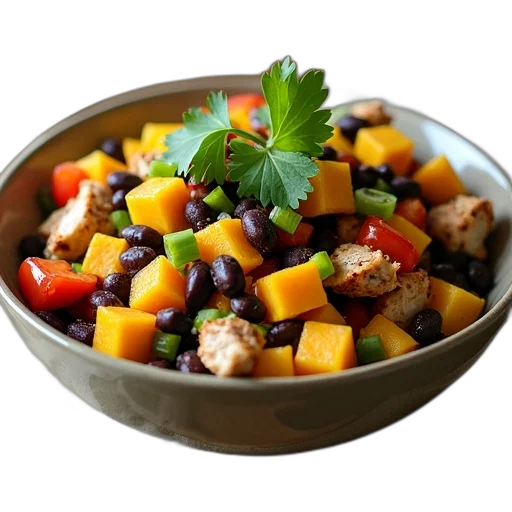food, bowl, filled, colorful, salad, containing, black, beans transparent PNG cut-out