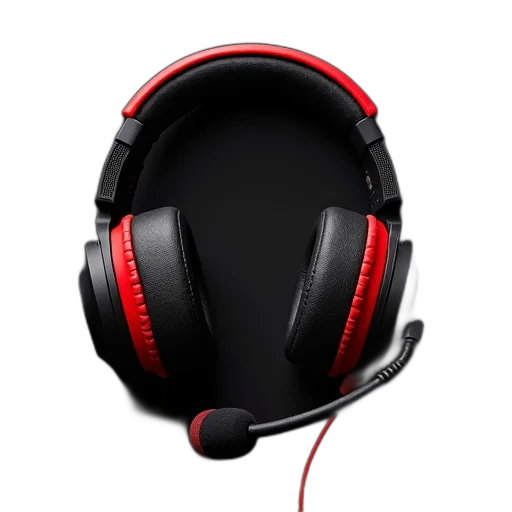3d render, photorealistic, pair, black, red, gaming, headphones, stripe transparent PNG cut-out