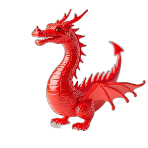 dragon, 3d render, concept art, fantasy art, photorealistic, red, plastic, top transparent PNG cut-out