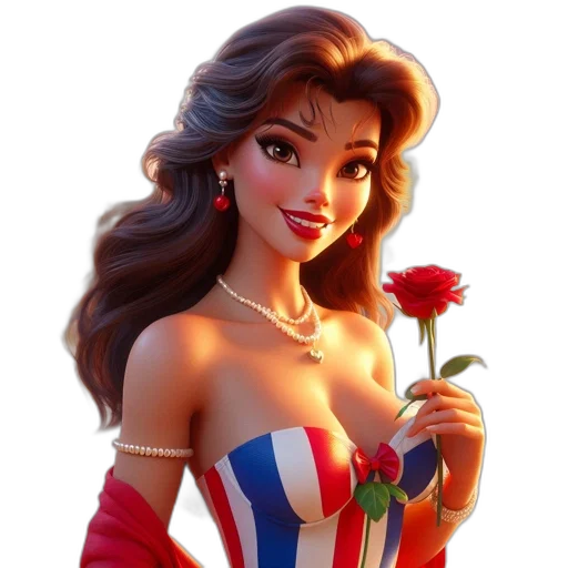 dress, flower, jewelry, crown, cartoon, fantasy art, concept art, 3d render transparent PNG cut-out