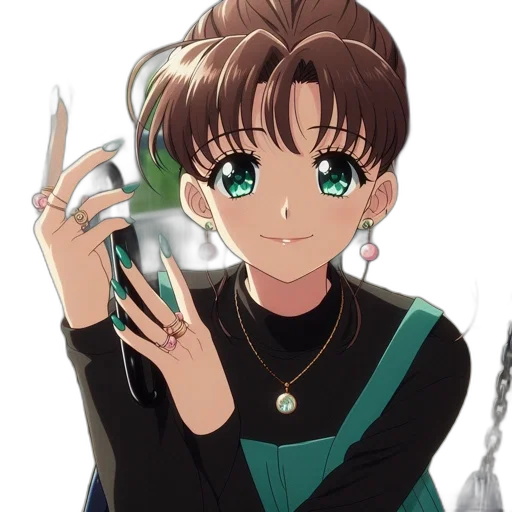 jewelry, staff, weapon, anime, vaporwave, cartoon, concept art, green transparent PNG cut-out