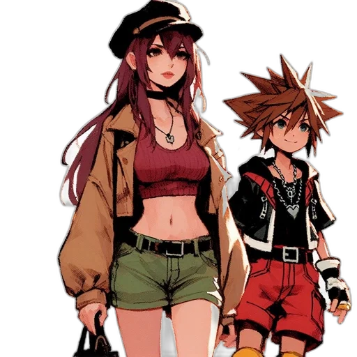 jacket, hat, concept art, pixel art, anime, comic book art, dark, red transparent PNG cut-out