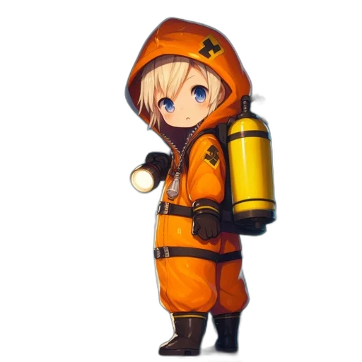 jacket, weapon, staff, concept art, pixel art, anime, fantasy art, golden transparent PNG cut-out