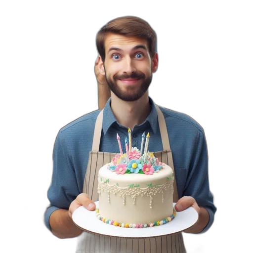 staff, food, hat, face, 3d render, photorealistic, pixel art, pastel transparent PNG cut-out