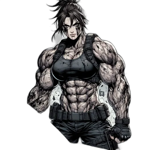 weapon, comic book art, concept art, cartoon, cyberpunk, intense, scene, features transparent PNG cut-out