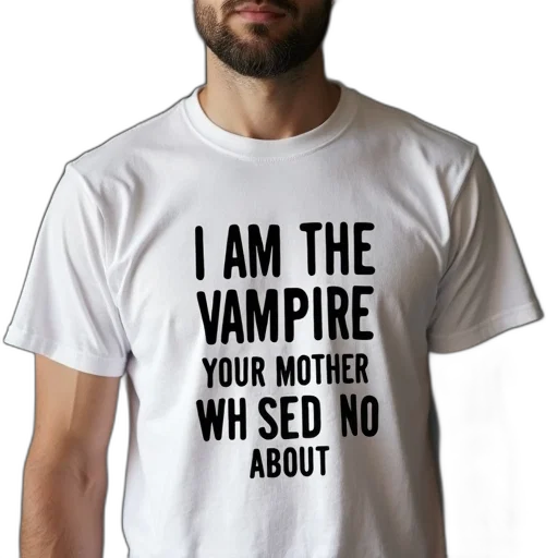 man, wearing, white, t-shirt, black, graphic, design, reads transparent PNG cut-out