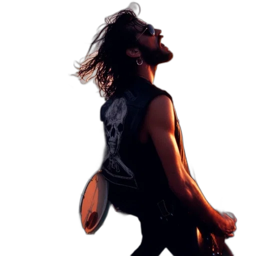 hair, photorealistic, concept art, three, musicians, perform, rooftop, sunset transparent PNG cut-out