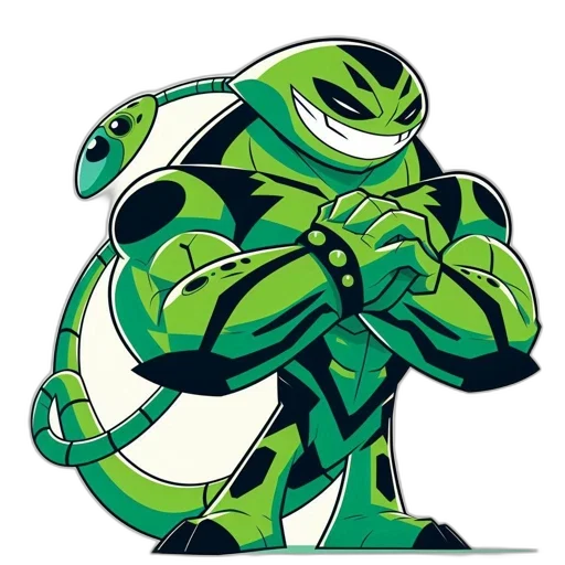 creature, animal, robot, dragon, concept art, comic book art, pixel art, green transparent PNG cut-out