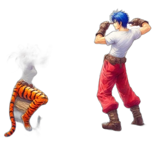 animal, concept art, pixel art, 3d render, fantasy art, fire, blue, two transparent PNG cut-out
