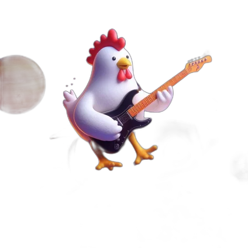 animal, 3d render, concept art, cartoon, pixel art, animated, chicken, plays transparent PNG cut-out