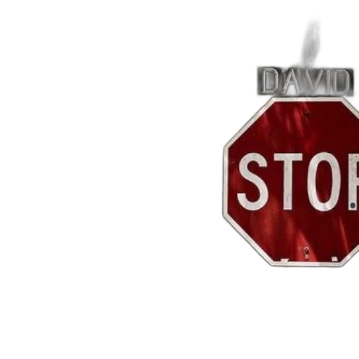 stop, sign, name, david, above, set, against, blurred transparent PNG cut-out