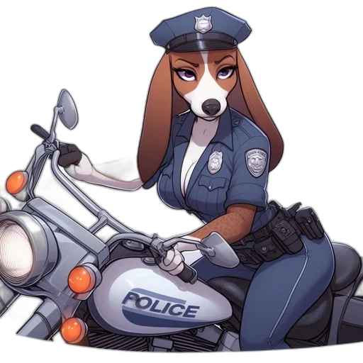 animal, concept art, cartoon, comic book art, anime, anthropomorphic, police, dog transparent PNG cut-out