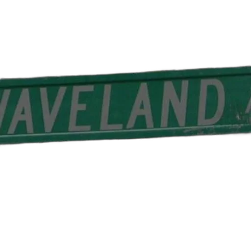 3d render, vaporwave, city street, green, street, sign, word, waveland transparent PNG cut-out