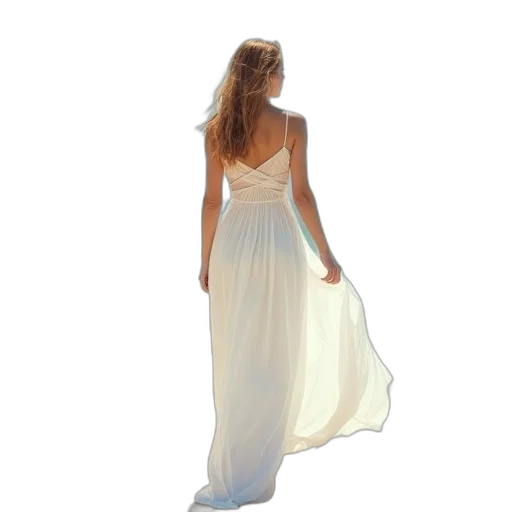 dress, photorealistic, woman, beach, wearing, white, print, steve transparent PNG cut-out