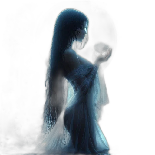 dress, creature, hair, mask, concept art, fantasy art, photorealistic, pixel art transparent PNG cut-out