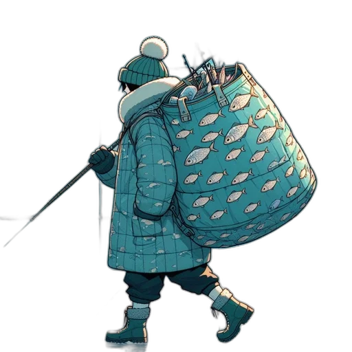 sword, umbrella, jacket, staff, concept art, fantasy art, pixel art, 3d render transparent PNG cut-out
