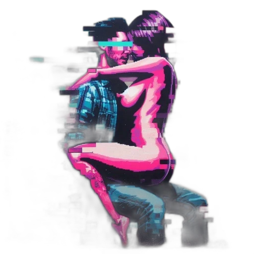 robot, weapon, cyberpunk, concept art, pixel art, vaporwave, neon lights, outer space transparent PNG cut-out