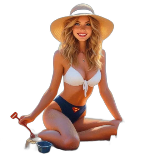 hat, staff, jewelry, photorealistic, oil painting, 3d render, cartoon, beach transparent PNG cut-out