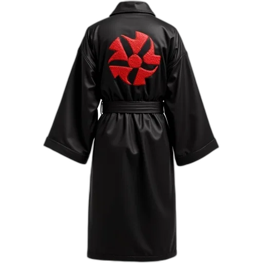 jacket, dress, black, robe, red, logo, back, displayed transparent PNG cut-out