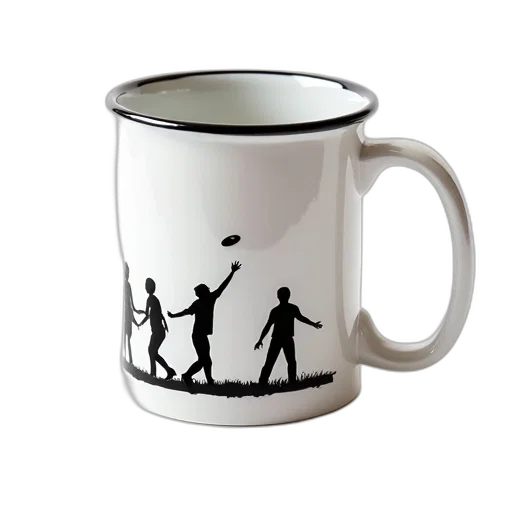photorealistic, 3d render, white, coffee, mug, black, rim, handle transparent PNG cut-out
