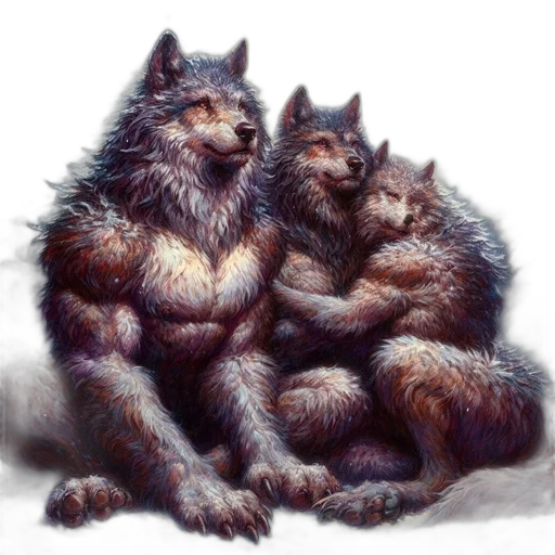 animal, creature, concept art, fantasy art, photorealistic, watercolor, forest, three transparent PNG cut-out