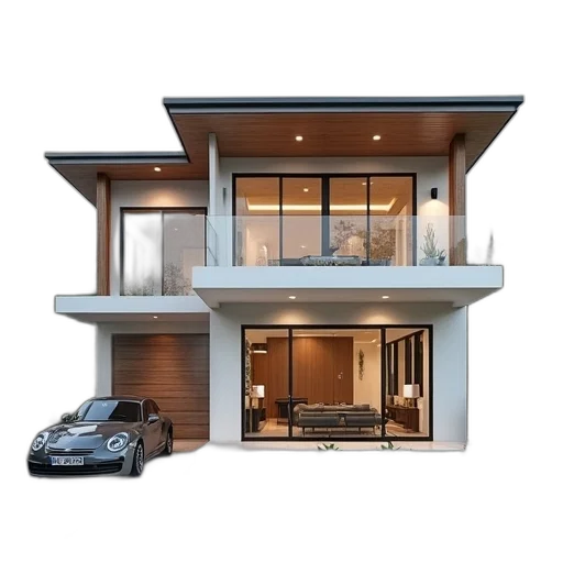 building, car, 3d render, photorealistic transparent PNG cut-out