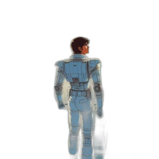 robot, jacket, creature, weapon, concept art, pixel art, watercolor, comic book art transparent PNG cut-out