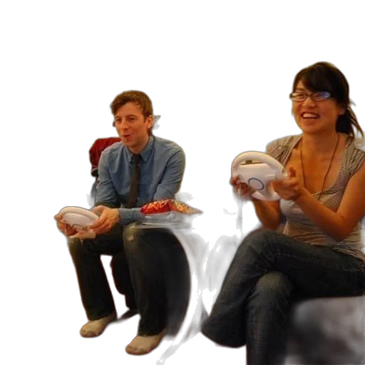 concept art, 3d render, photorealistic, outer space, man, woman, play, video transparent PNG cut-out