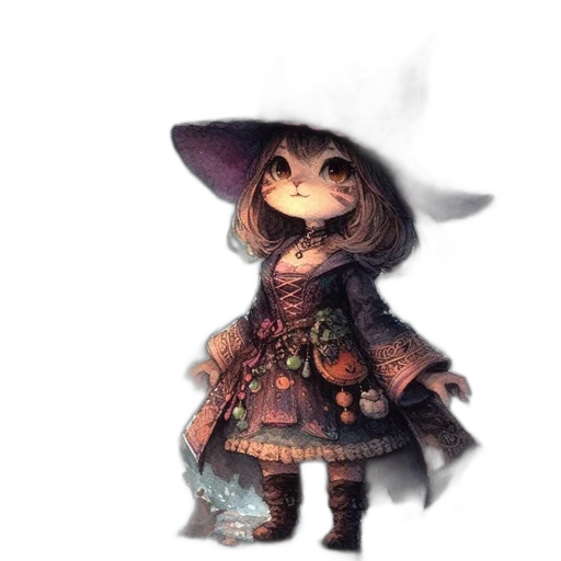 dress, hat, mask, staff, fantasy art, concept art, watercolor, pixel art transparent PNG cut-out