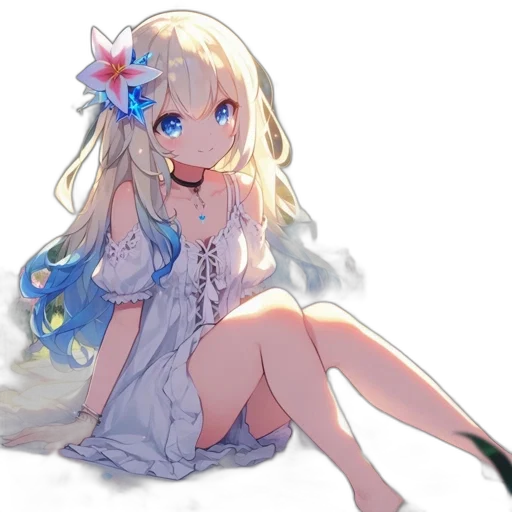 dress, flower, staff, dragon, anime, pixel art, concept art, cartoon transparent PNG cut-out