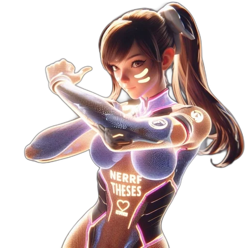 robot, weapon, dress, concept art, comic book art, anime, 3d render, neon lights transparent PNG cut-out