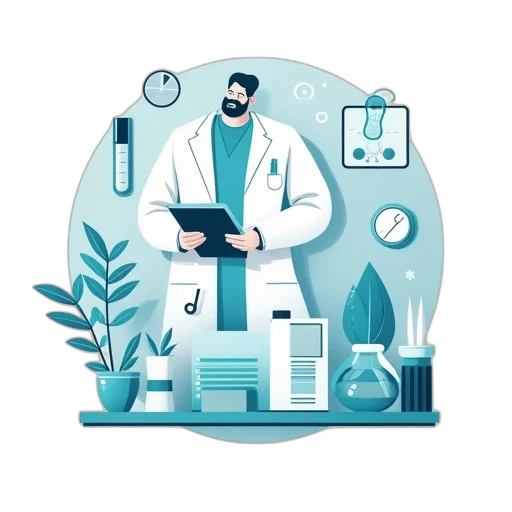 concept art, medical, research, flat transparent PNG cut-out